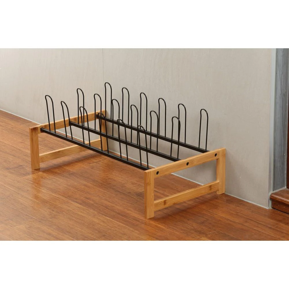 9 Pair Vertical Bamboo Shoe Rack Black - Image 5