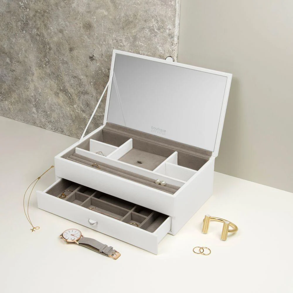 Boutique 1 Drawer Jewellery Box White - Image 3