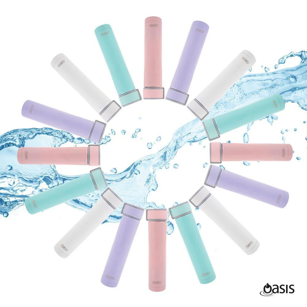 Oasis 250ml Skinny Mini Pastel Insulated Water Bottle Pastels - Image 7