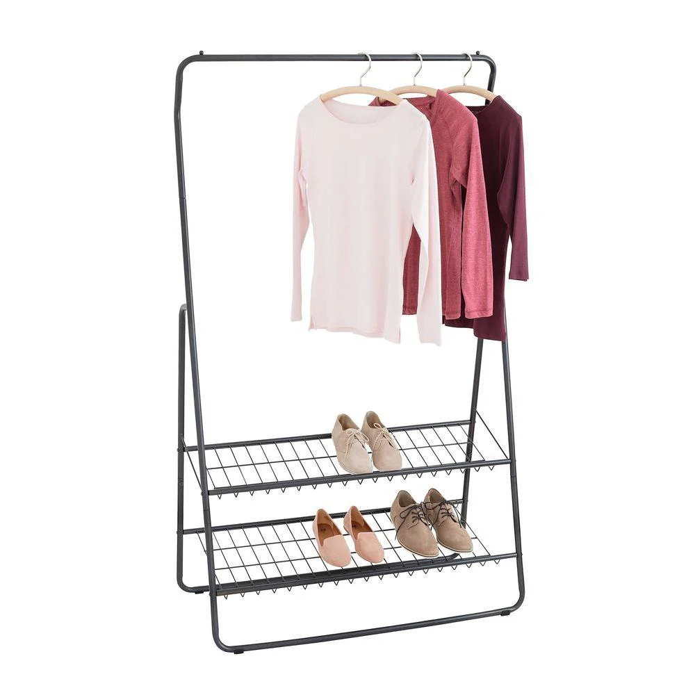 Shiva Deluxe 2 Shelf Clothes Rack Matte Black - Image 5