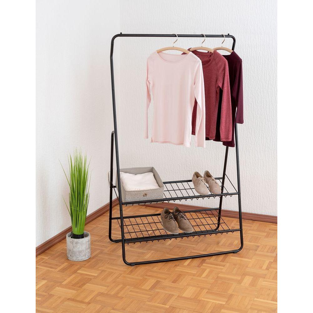 Shiva Deluxe 2 Shelf Clothes Rack Matte Black - Image 6