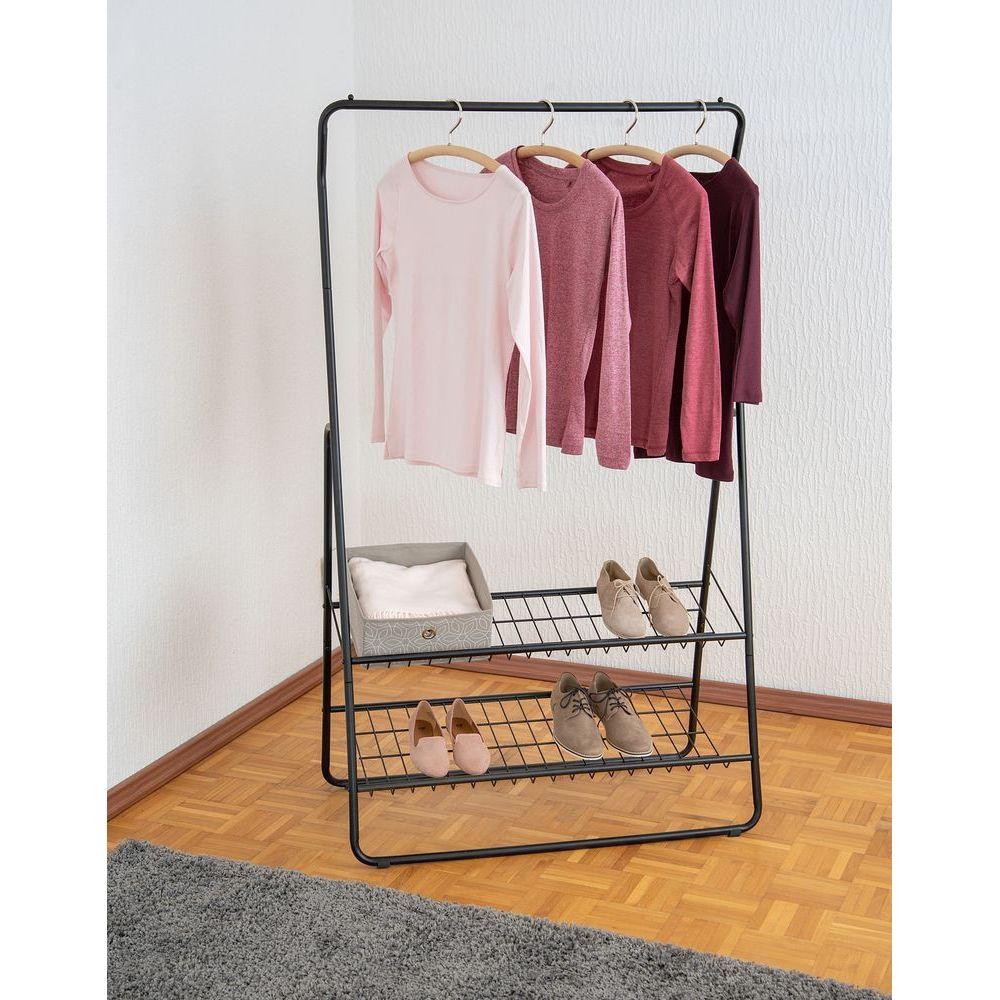 Shiva Deluxe 2 Shelf Clothes Rack Matte Black - Image 7