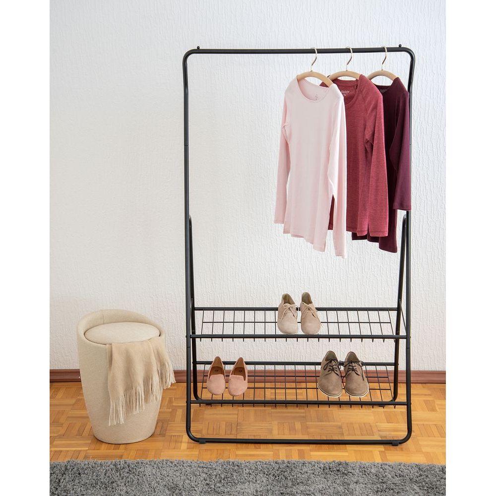 Shiva Deluxe 2 Shelf Clothes Rack Matte Black - Image 8