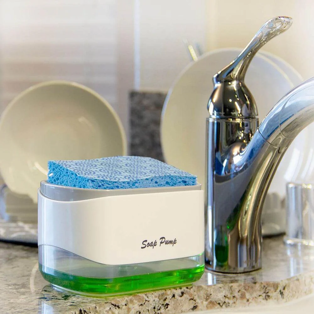 Soap Dispensing Dish Sponge Holder - Image 7